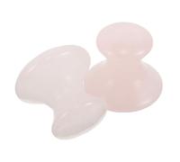 Beaupretty Lot de 2 Outils Faciaux Gua Sha de Champignon en Quartz Rose et Cristal Blanc, Masseurs Visage et Cou pour Spa à Domicile, Pierre de Massage Naturelle pour Détente et Soin