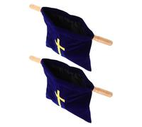 Beaupretty Lot de 2 Paquet à Offrandes Bleu Velours 43x25 Cm avec Poignée en Bois, Broderie Croix, pour Dons à L’église, Fête de Baptême et Communion, Fourniture Religieuse Solide