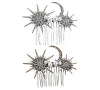 Beaupretty Lot de 2 Peignes à Cheveux Chignon en Alliage Vintage, Accessoires Décoratifs Rétro Couleur Or Ancien et Argenté Antique, pour Mariage, Soirée et Coiffure Élégante