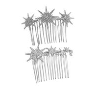 Beaupretty Lot de 2 Peignes à Cheveux en Alliage Ornés de Strass, Taille Unique, Accessoires pour Femmes et Filles, Épingles Latérales pour Mariage, Anniversaire et Bal, Couleur Argentée