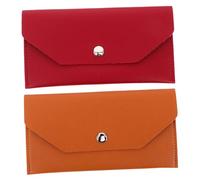 Beaupretty Lot de 2 Porte-Cartes en Cuir PU, Portefeuille Enveloppe Rectangulaire, Organisateur D'argenté Portable pour Femmes, Budget et Rangement Billets, Couleur Marron et Rouge Foncé, Format Long