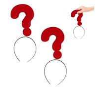 Beaupretty Lot de 2 Serrage-Têtes Amusants de Point d'Interrogation Rouge Taille Unique Flexible Bandeaux pour Cheveux Drôles et Originaux Accessoires Coiffure pour Fêtes Bal Masqué et