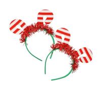 Beaupretty Lot de 2 Serrage-Têtes de Noël Forme Canne à Sucre Rouge et Blanc Accessoire Léger et Sûr pour Fête de Noël Couvre-Chef Festif pour Cheveux Cosplay et Ambiance Joyeuse