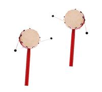 Beaupretty Lot De 2 Tambours Hochets Traditionnels Chinois Pour Bébé, 7 Cm, Manche Bois Rouge, Peau De Mouton Blanche, Jouets à Secouer Éducatifs Pour Développement Sensoriel Et Coordination Main-œil