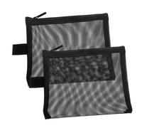 Beaupretty Lot De 2 Trousses De Maquillage en Maille pour Voyage Multifonctions Petite Pochette De Toilette Respirante Petite Trousse De Toilette Zippée en Tissu Double Nylon Noir