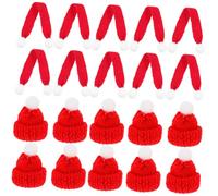 Beaupretty Lot de 20 Mini Bonnets de Noël et Écharpes Rouges Tricotées 5X68 CM Accessoires DIY pour Décoration de Bouteilles et Poupées Couvre-Bouteille Festif Shower Merci