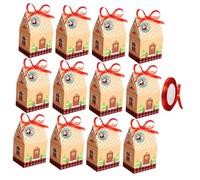 Beaupretty Lot de 24 set de Boîtes à Friandises en Papier Forme Maison de Noël avec 24 Autocollants Numérotés et 1 Rouleau de Ruban Rouge Boîtes Présents Décoratives pour Bonbons et Petits
