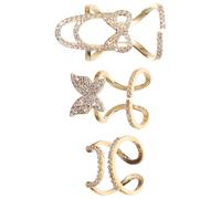 Beaupretty Lot de 3 Bagues d’Ongles en Alliage Or Clair Bagues pour Ongles Amovibles Micro-Incrustation de Zirconium Accessoires de Nail Art pour Femmes Bijoux d’Ongles Élégants et