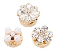 Beaupretty Lot de 3 Boutons de Manchette pour Chemisiers Féminins en Alliage Doré avec Pierres Brillantes Couvre-Boutons Fleuris Élégants pour Vêtements Habillés pour Travail Fêtes et