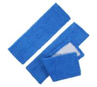 Beaupretty Lot de 3 Lingettes pour Balai à Franges en Polaire Corail Épaisse Bleue, Recharges Lavables pour Nettoyage Sols Humides, Coussins Solide Adaptés Maison et Bureau