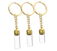 Beaupretty Lot de 3 Porte-clés Bocaux en Verre Transparents Couvercle Doré, Petite Moyenne Grosse Taille, Flacons Recharge Parfum Format Voyage, Breloques Multifonctionnelles pour Paquet
