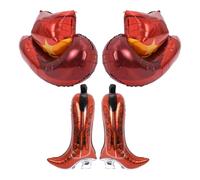 Beaupretty Lot de 4 Ballons en Aluminium Thème Western 2 Ballons Chapeau de Cowboy et Décoration de Fête Western pour Anniversaire