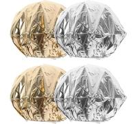 Beaupretty Lot de 4 Bonnets de Soin Capillaire Chauffants 28 Cm en Aluminium Argenté et Doré pour Salon de Coiffure, Profond, Coloration et Masque Cheveux à Usage Professionnel et Domicile