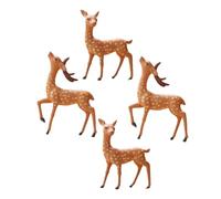 Beaupretty Lot de 4 Figurines de Cerfs Miniatures en PVC Décoration Micro-Paysage et Gâteau Petites Statues de Cerfs Réalistes pour Jardin et Maison de Poupée