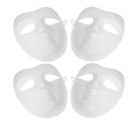 Beaupretty Lot de 4 Masques à Peindre Soi-même en Pâte de Papier Blanc Masque Vierge de Théâtre V-face DIY pour Fête Halloween et Décoration Artistique