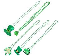 Beaupretty Lot de 5 Colliers Verts à Pendentif Trèfle en Plastique Saint-patrick, Décorations de Fête Unisexes, Chaînes Légères et Solide Adaptées aux Défilés et Célébrations Style Aléatoire