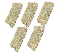 Beaupretty Lot de 5 Tapis D’Herbe pour Lapin Petit Format, Lit en Paille Tressée Naturel, Tapis Rafraîchissant et Respirant pour Hamster, Cobaye, Litière Confortable Quatre Saisons