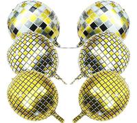 Beaupretty Lot de 6 Ballons Boule Disco Mini en Aluminium Doré, Argenté et Noir Doré, Décoration Murale Festive pour Anniversaire, Shower et Soirée à Thème, Accessoires Événementiels
