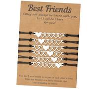 Beaupretty Lot de 6 Bracelets d'Amitié en Corde Réglables Bijoux pour Femmes Cœur Confortables Élégants pour Adolescentes