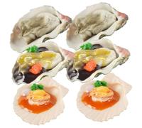 Beaupretty Lot de 6 Modèles Réalistes de Fruits de Mer en PVC, Incluant 3 Huîtres Sauce Ail et 3 Coquilles Saint- Sauce, Jouets Alimentaires Factices pour Décoration la Cuisine et
