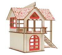 Beaupretty Maison en Bois Naturel pour Hamster, Château à Double Étage Échelle d'escalade, Petite Cabane Ouverte pour Petits Animaux, Solide et Plateforme de Jeu pour Hamster