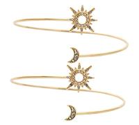 Beaupretty Manchettes en Or Métalliques Ajustables Décorées Soleil et Lune pour Femme, Bijoux de Manchette Haut du Bras, Accessoires Élégants pour Fêtes et Usage Quotidien, Lot de 2 Pièces