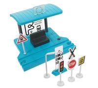 Beaupretty Maquette de Gare Ferroviaire Verte en Plastique avec Effets Sonores et Lumineux, Accessoire de Circuit de Train pour Garçon et Filles, Jeu Éducatif de Plateforme de Simulation,