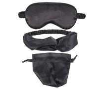 Beaupretty Masque De Sommeil Occultant En Satin Noir Avec Bandeau Paquet De Rangement, Ensemble 3 Pièces, Léger Et Confortable, Voyage Et Relaxation, Protection Oculaire Pour Femmes Et Filles