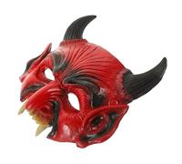 Beaupretty Masque Démon Rouge à pour Homme Halloween Masque Mi Visage Effrayant Masqué pour Fête Costumée Adulte
