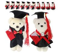 Beaupretty Mini Bouquet de Fleurs DIY 12 Ours en Peluche Diplômés 7 Ours Hommes Accessoires pour Remise de Diplôme Peluches Doctorales pour Décoration et Présent de Fin D’études