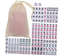 Beaupretty Mini Mahjong Set Portable Chinese Mahjong Tiles with Large Storage Bag Lightweight Travel Game Kit for Family and Party Use