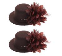 Beaupretty Mini Pince à Cheveux Chapeau Haut-de-forme 13 Cm en Dentelle Filet avec Plumage et Fleurs, Lot de 2, Accessoires Coiffure pour Mariage, Fête, Goûter, Style Années 20,