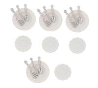 Beaupretty Mini-Vaisselle Couverts de Table Assiette Accessoires de Cuisine Miniature Décoration de la Cuisine Miniature Silver