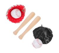 Beaupretty Miniature Baseball Kit Set with Bat Glove and Ball for Doll House Decor Safe Material Lifelike Sports Accessories for Tiny House Playsets
