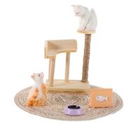 Beaupretty Miniature Chaton Escalade Arbre Bois Lisse Décor Réaliste pour Maison de Poupée Accessoire Jeu de Rôle Chat Ensemble