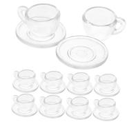 Beaupretty Miniature Cups Set with Transparent Design and Saucers Dollhouse Accessories for Micro Scene Decoration Compact and Lightweight Plastic Tea Set for Children