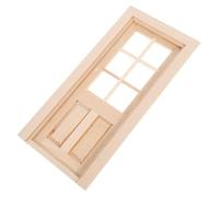 Beaupretty Miniature Dollhouse DIY Door Set with PVC Window Wooden Tiny Door Model for Creative Mini Furniture Ornaments Realistic Opening Doll House Accessories