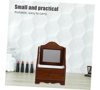 Beaupretty Miroir de Maquillage Vintage Bois avec Tiroir de Rangement Miroir de Table Carré Style Français pour Organisateur de Cosmétiques Décoration de Chambre pour Femmes