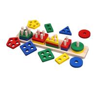 Beaupretty Montessori Bois pour Reconnaissance des Formes et Couleurs Jeu de Géométrique Éducatif pour Garçon Fille Ans de Colonnes Arc-Ciel pour Motricité Fine et Apprentissage Couleur