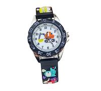 Beaupretty Montre De Dessin Animé pour Garçon Et Filles Silicone Noir Cadran Excavatrice Quartz Apprentissage Temps Présent Garçon Et Filles