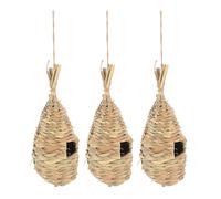 Beaupretty Nichoirs d'oiseaux Suspendus Tissés la Main en Roseaux Naturels, Lot de 3 Abris Décoratifs pour Oiseaux Sauvages et Petits Oiseaux, pour Jardin et Balcon