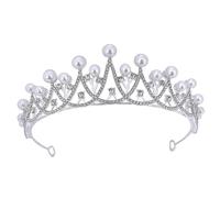 Beaupretty Ornement de cheveux de couronne de perle le rituel accessoires de cheveux de mariée or tiare casque bandana hair charms fiesta coiffe réutilisable couvre-chef exquis strass Silver