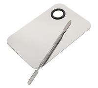 Beaupretty Palette de Maquillage Acier Inoxydable avec Spatule Mixte Outil de Mélange pour Fond de Teint Blush et à Paupières Palette de Mélange Cosmétique Argentée Spatule