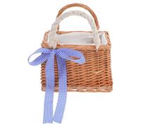 Beaupretty Panier Carré en Osier Tissé Main Poignée Robuste et Décoration de Fleur pour Usage Quotidien ou Sorties en Plein Air Style Bohème