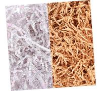 Beaupretty Papier Déchiqueté Coloré 2 Paquets Garniture de Panier en Papier Froissé Raphia Blanc Multicolore et Marron Clair pour Emballage Présent et Remplissage de Boîtes Fête Anniversaire