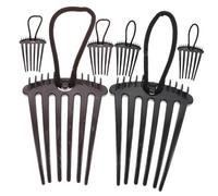 Beaupretty Peigne à Cheveux Avec Élastique Lot 6 Pièces Petit Peigne Avec Bande Extensible Plastique Noir Et Café Pour Femmes Queue De Cheval Coiffure Volumisante Outils De Coiffure Usage Quotidien