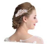 Beaupretty Peigne de Mariage de Perles et Accessoire Élégant pour Coiffure de Mariée Fleur Délicate Rose Doré Barrette Femme pour Cérémonie et