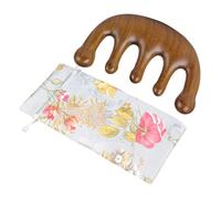 Beaupretty Peigne De Massage En Bois De Santal à 5 Dents Larges Pour Cuir Chevelu Détente, Adapté Aux Adultes, Usage Quotidien, Pochette De Rangement En Tissu