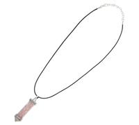 Beaupretty Pendentif en Verre Hexagonal Double Pierres Naturelles de Quartz Rose et Cristal Clair, Breloque Cœur Romantique, Bijou Spirituel Polyvalent pour Homme et Femme, Présent
