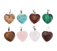 Beaupretty Pendentifs Pierre Naturelle en Forme de Cœur 8pcs pour Fabrication de Bijoux DIY, Accessoires pour Colliers, Bracelets et Célébrations de la Saint-Valentin